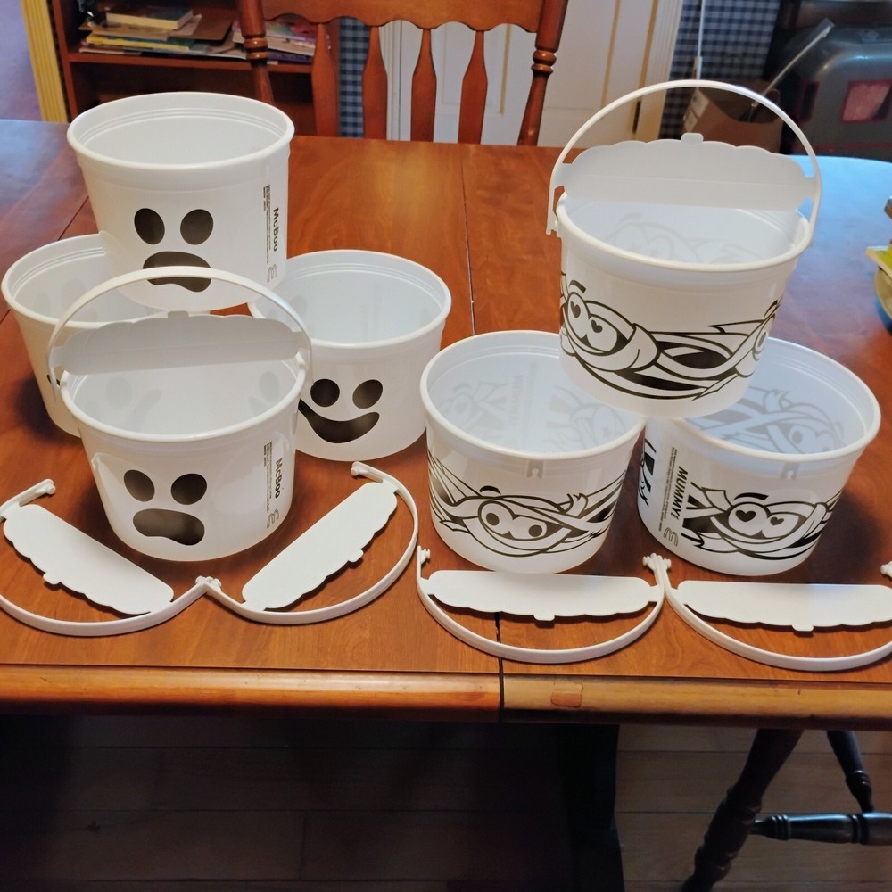 7 McDONALD's‎ Happy Meal Halloween Bucket 2022 McBoo Pails & 2023 Mummy Pails